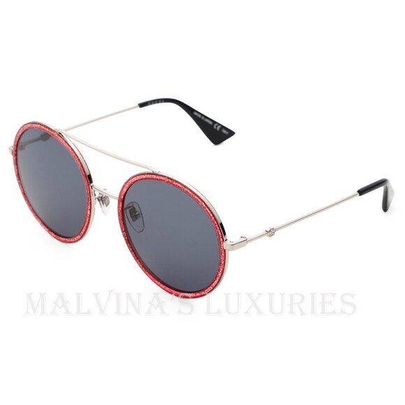 GUCCI SUNGLASSES GG0061S 007 ROUND FRAME AVIATOR PINK GLITTER main image 5
